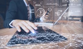 businessman using tablet PC and information communication technology concept. IoT(Internet of Things). GUI(graphical user interface). paperless office. businessman using tablet PC and information communication technology concept. IoT(Internet of Things). GUI(graphical user interface). paperless office.